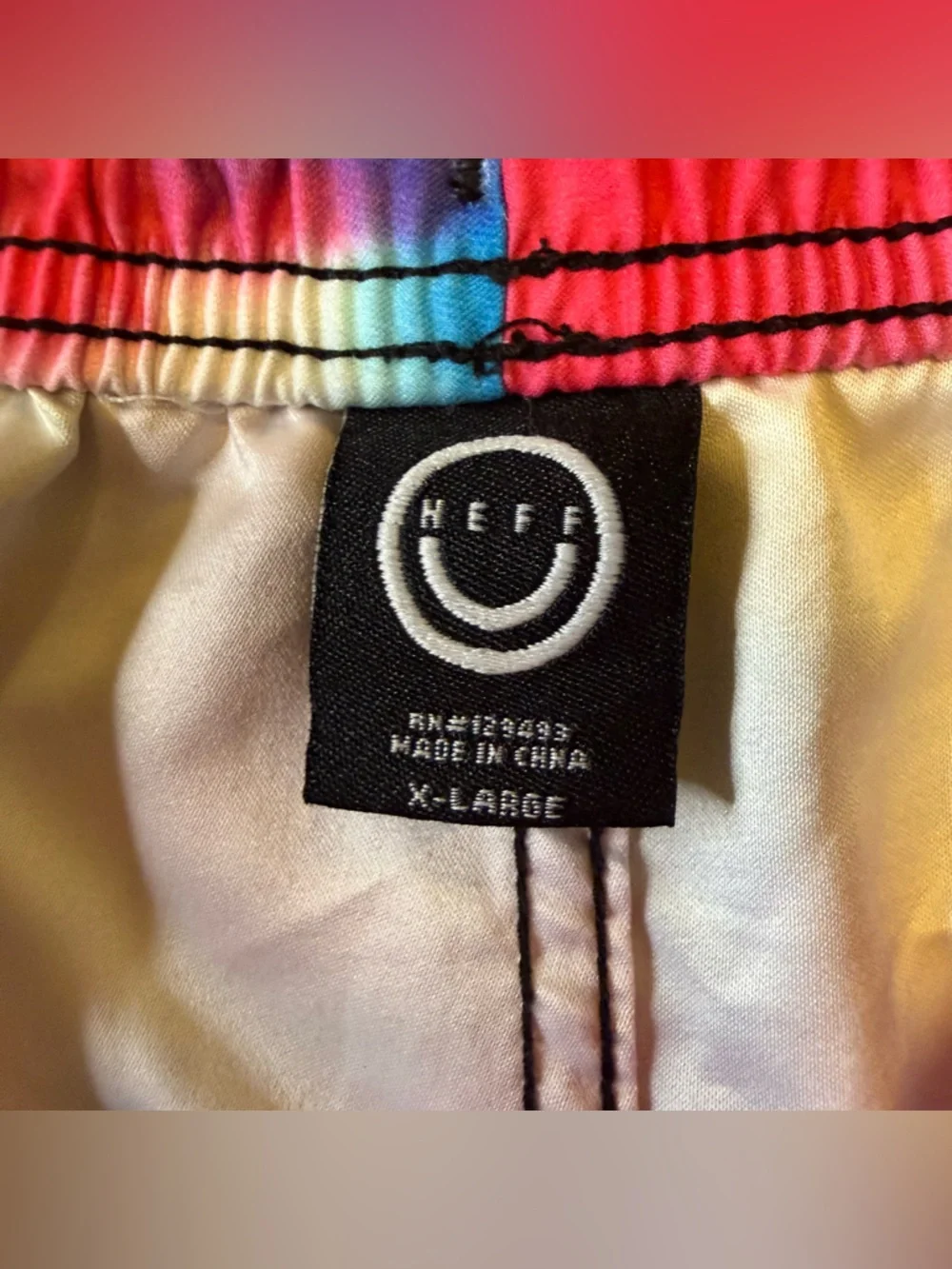 Neff Men’s XL Hot Tub Tie Dye Swim Trunks - Pink Blue Black Shorts No Mesh Liner